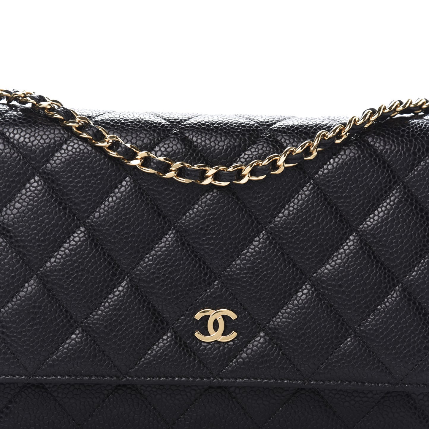 Caviar Quilted Wallet On Chain WOC Black