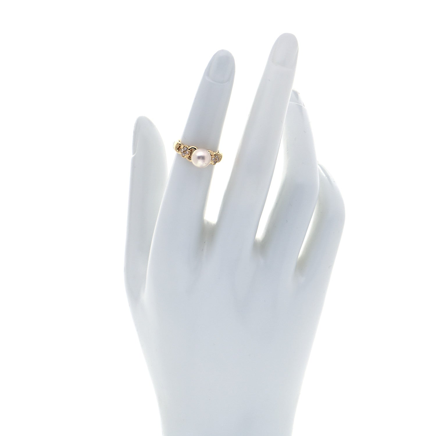 Mikimoto 18K Yellow Gold Diamond Akoya Pearl 7mm Ring 47 4.25 2 of 6