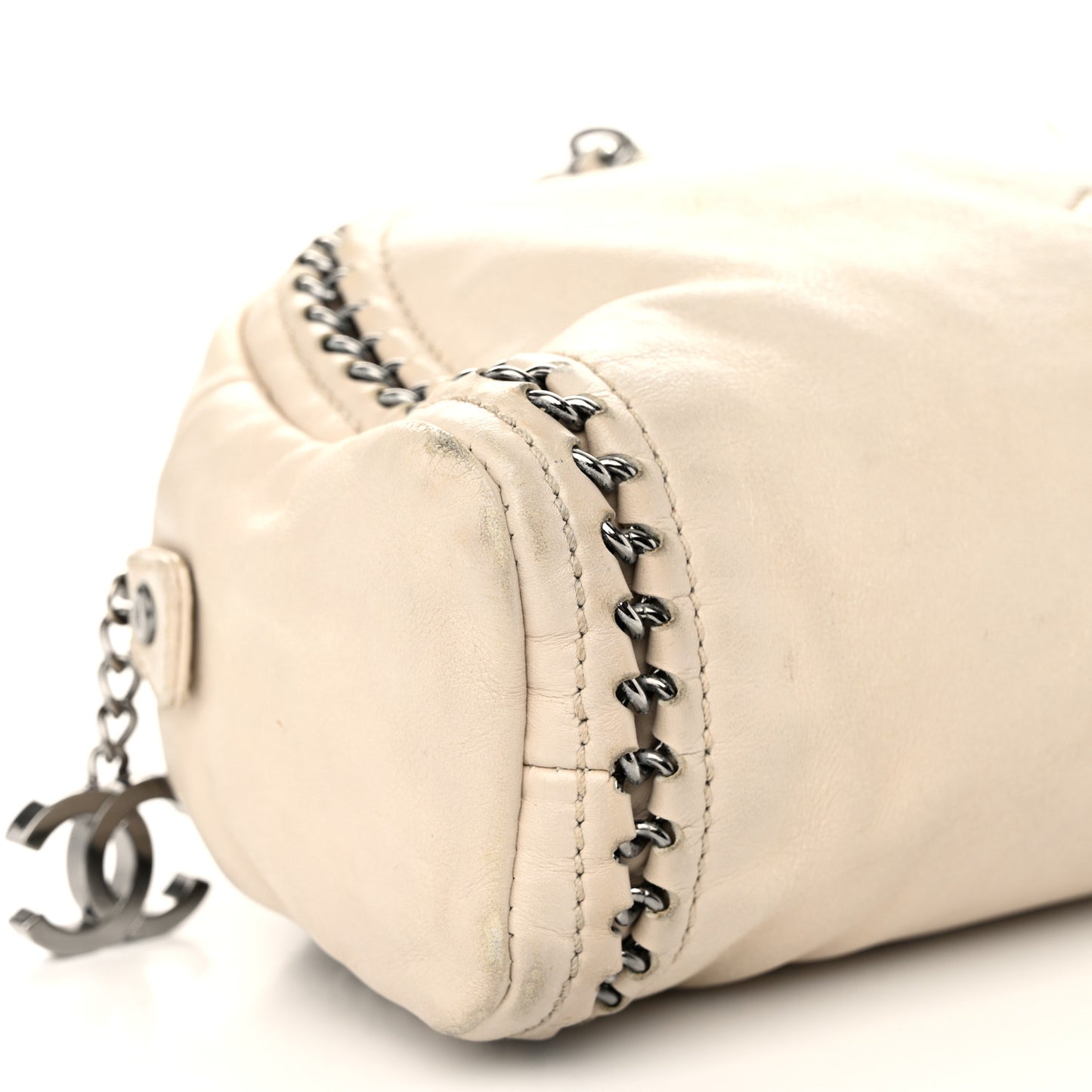 Goatskin Medium Luxe Ligne Bowler Beige