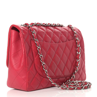 Chanel Lambskin Quilted Jumbo Single Flap Dark Pink 3 of 12
