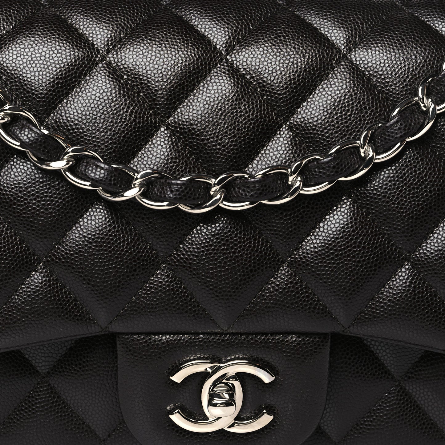Caviar Quilted Jumbo Double Flap Dark Brown