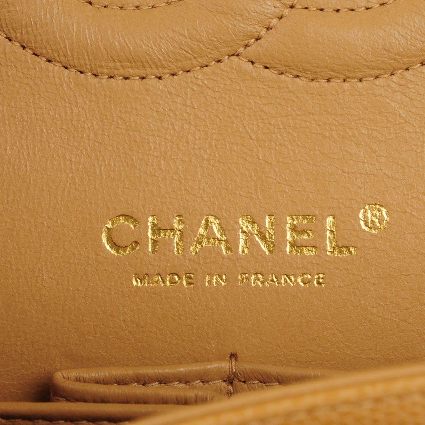 Caviar Quilted Medium Double Flap Beige