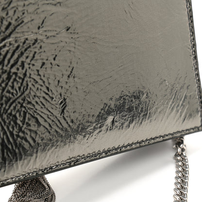 Saint Laurent Metallic Crackled Calfskin Kate Monogram Tassel Chain Wallet Argento 7 of 11