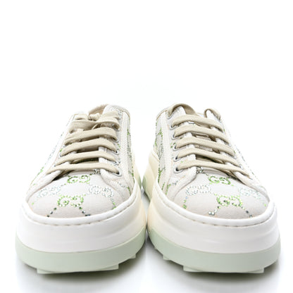 Gucci Canvas Lame Crystal GG Monogram Womens 1977 Tennis Sneakers 38.5 Medium Cream Mystic White 4 of 10