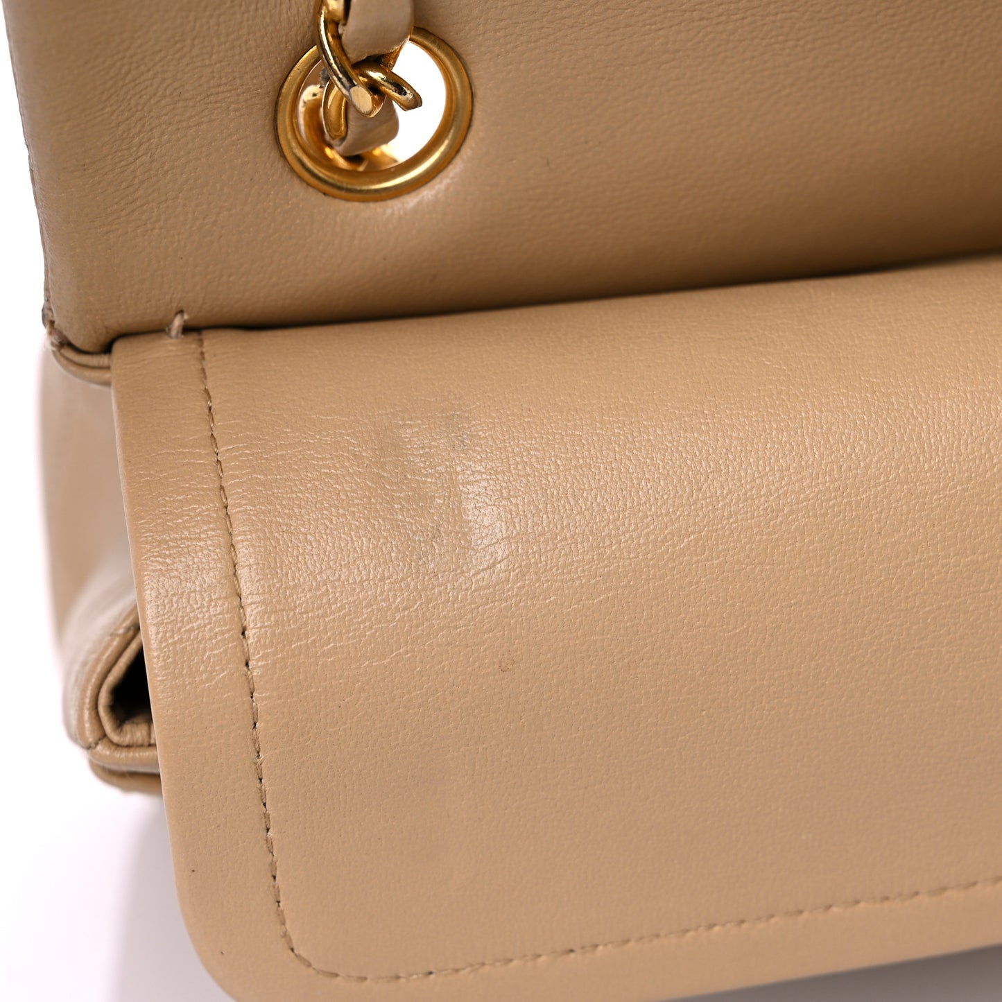 Lambskin Quilted Small Double Flap Beige
