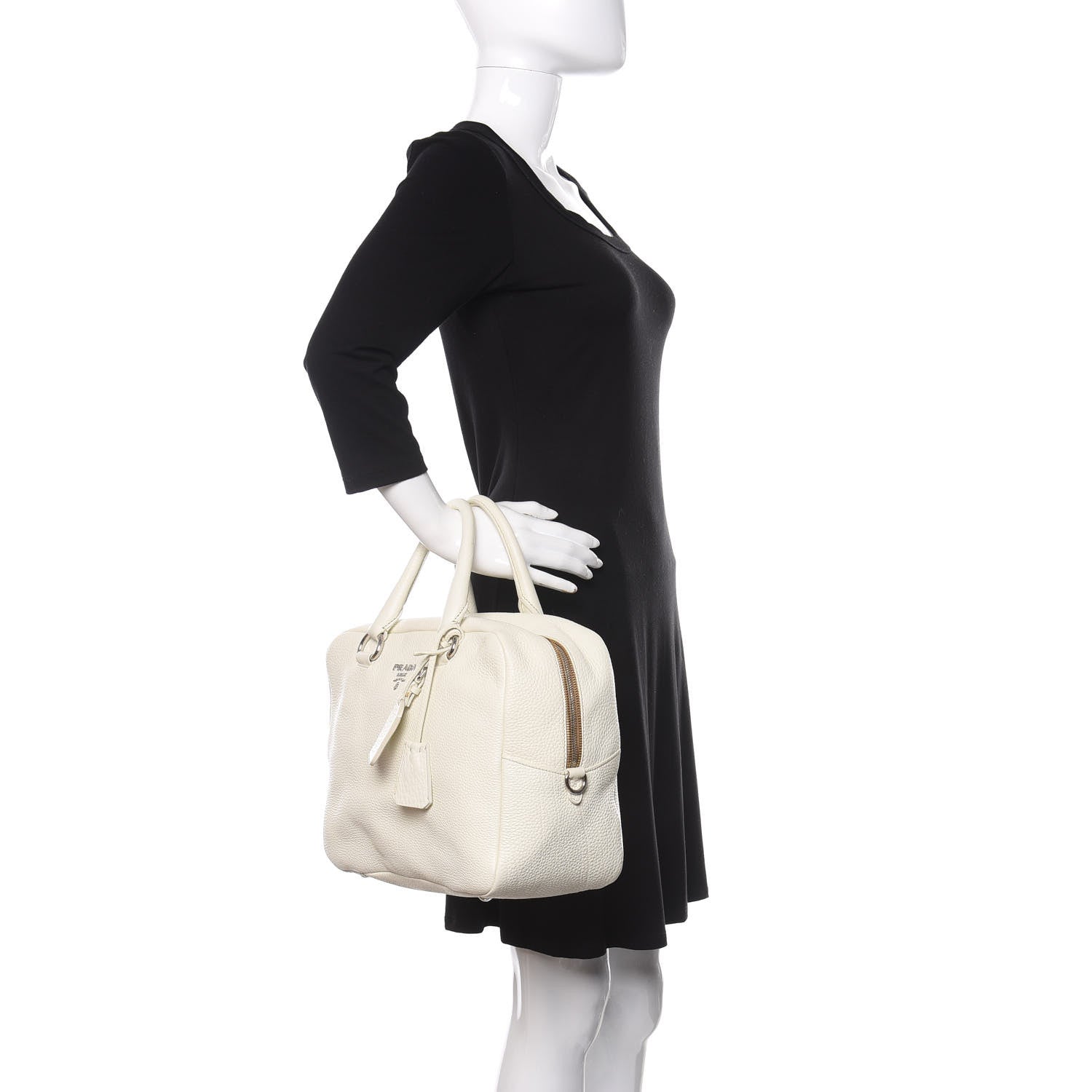 Prada Vitello Daino Satchel Bianco 2 of 15