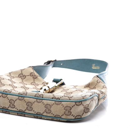Gucci Monogram Web Small Piston Jackie O Hobo Turquoise 6 of 10