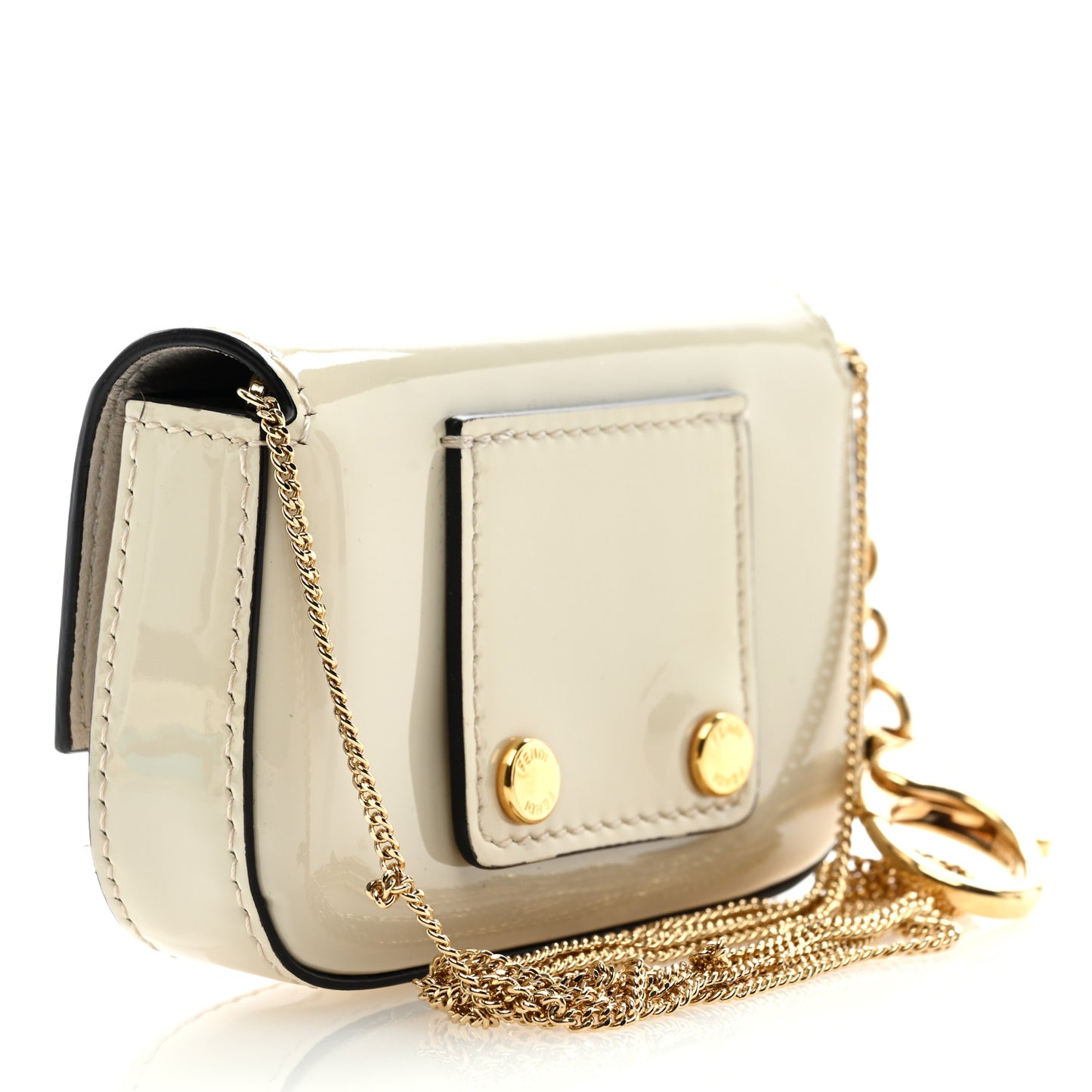 Vitello Vernice Mou Nano Baguette Belt Charm Latte