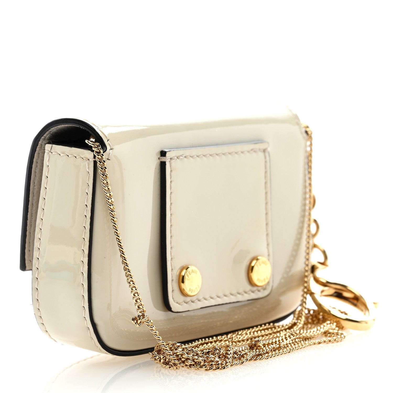 Fendi Vitello Vernice Mou Nano Baguette Belt Charm Latte 2 of 5