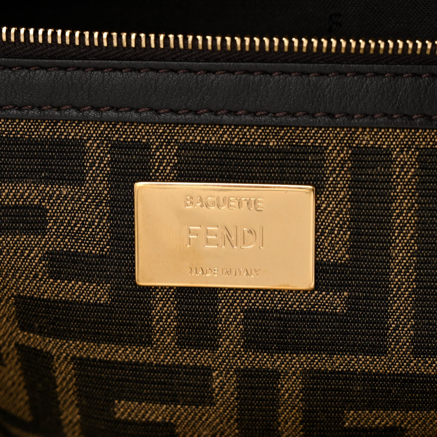 Fendi Fabric Jacquard FF 1974 Large Baguette Tobacco Moro Giallo Fluo 6 of 10