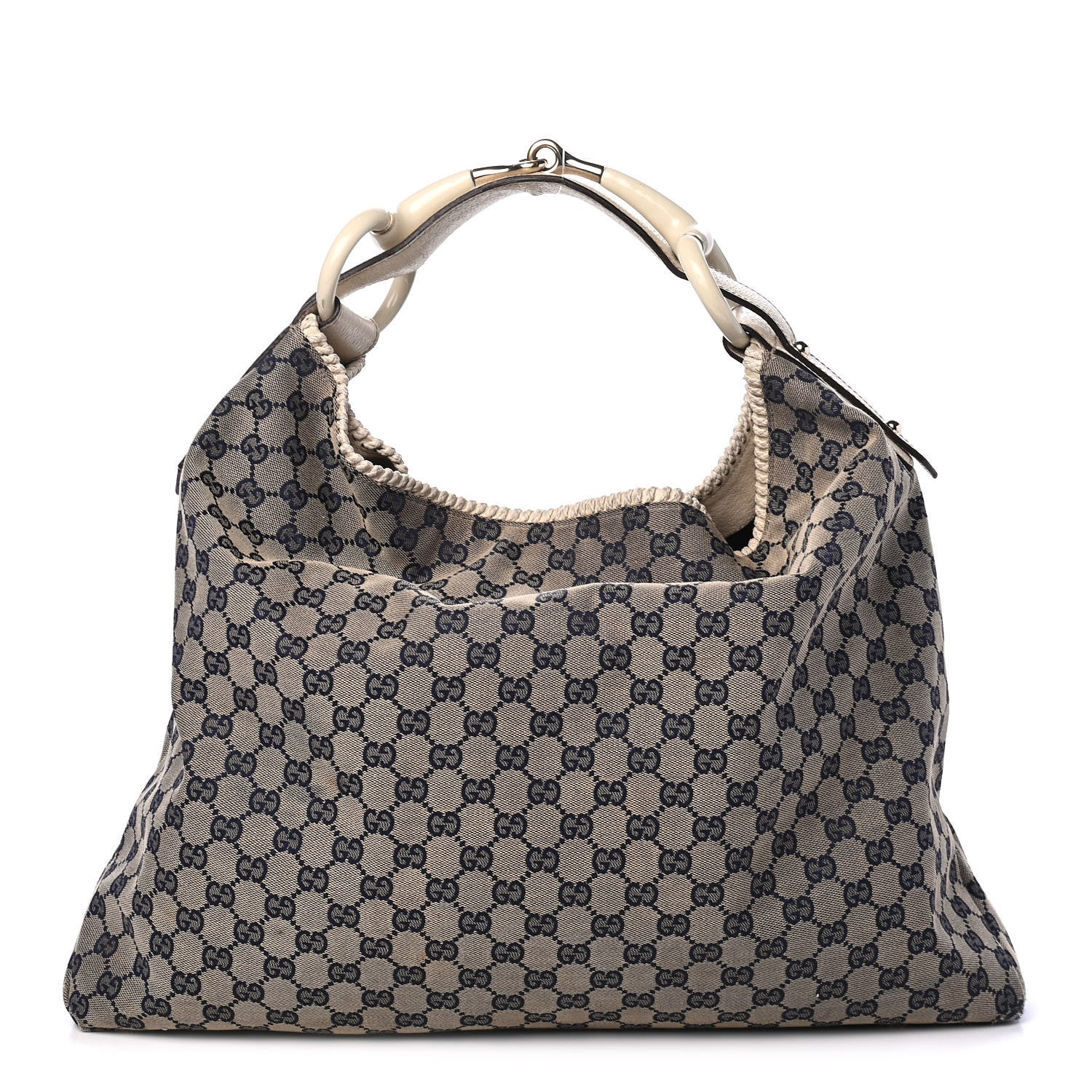 Gucci Monogram Large Horsebit Chain Hobo Navy 1 of 6