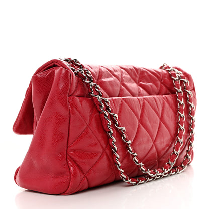 Chanel Glazed Caviar Medium Nature Flap Bag Red 2 of 11