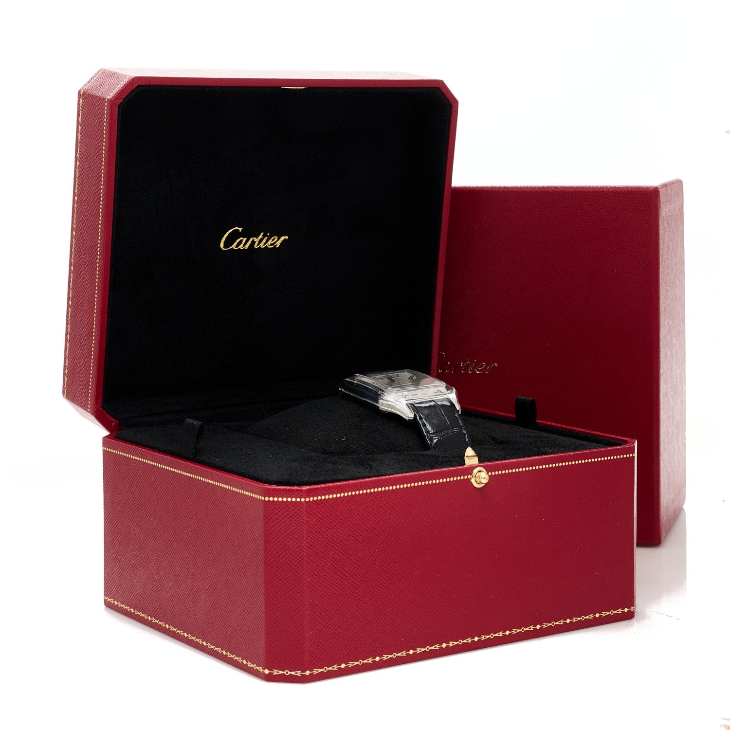 Cartier Stainless Steel Alligator 31.4mm Santos Dumont Quartz Watch 5 of 5