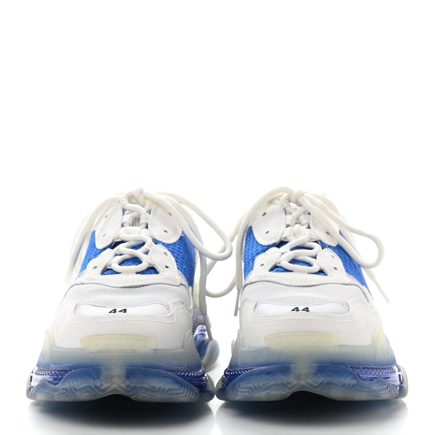 Balenciaga Fabric Mesh Clear Sole Mens Triple S Sneakers 44 White Blue Grey 2 of 9