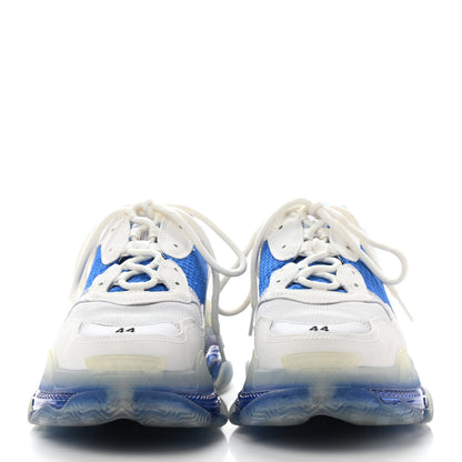 Balenciaga Fabric Mesh Clear Sole Mens Triple S Sneakers 44 White Blue Grey 2 of 9