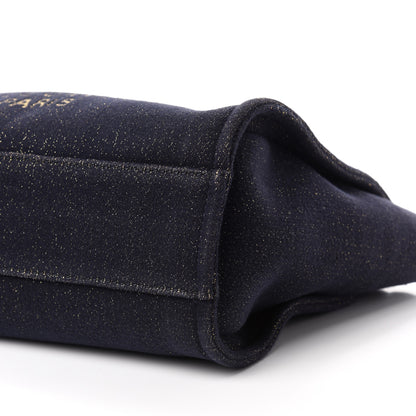 Chanel Lurex Canvas Small Deauville Tote Navy Blue Gold 7 of 11