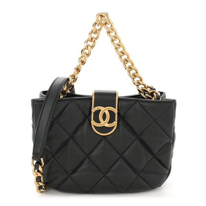 Chanel Lambskin Quilted Small Chain Hobo Black 1 of 10