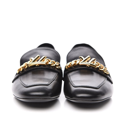 Louis Vuitton Calfskin Upper Case Flat Loafer 39 Black 2 of 8