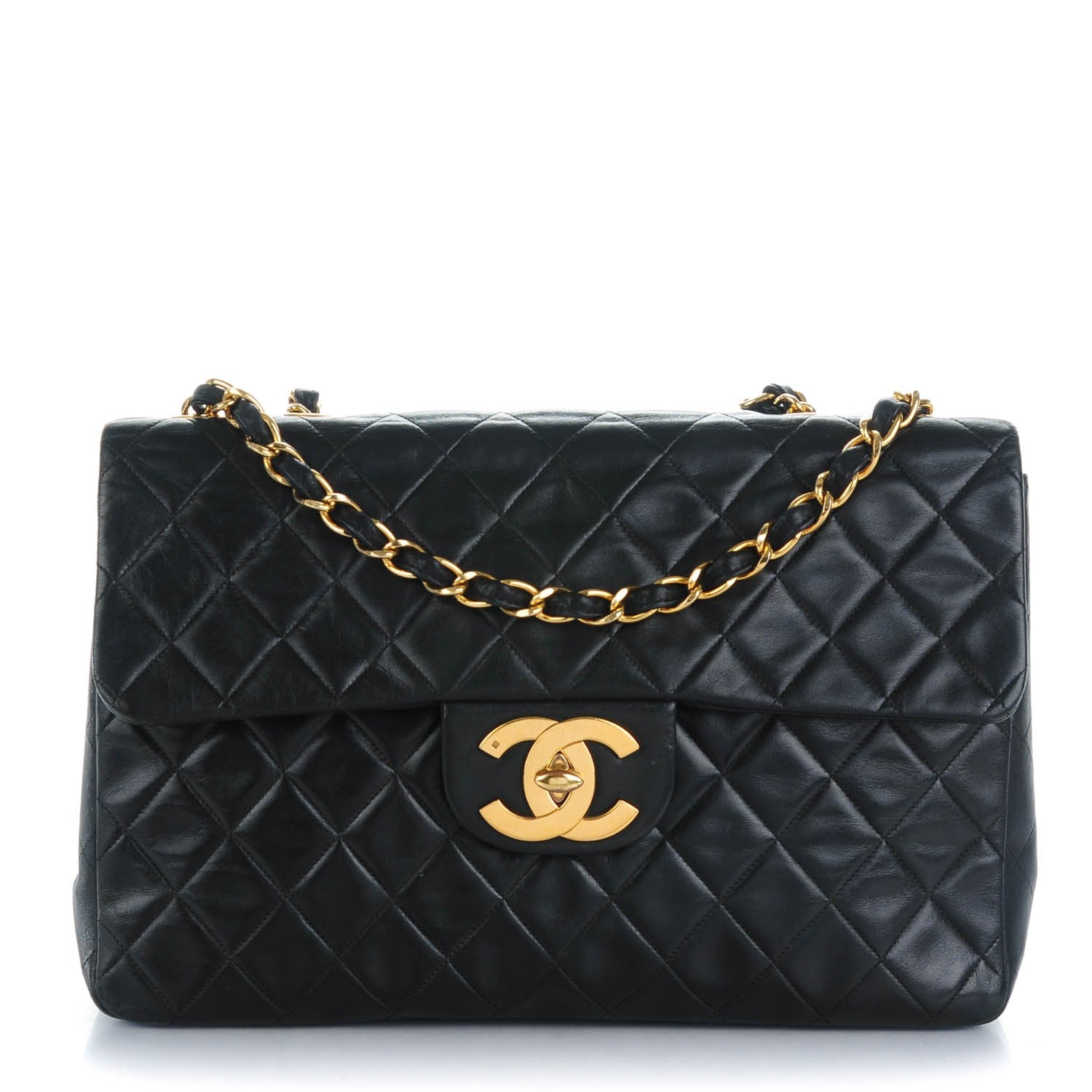 Chanel Lambskin Quilted XL Jumbo Single Flap Black 1 of 10