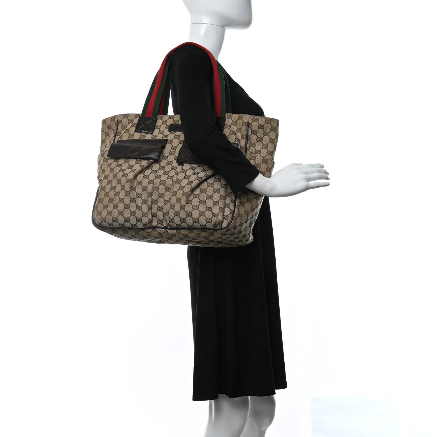 Gucci GG Monogram Medium Web Handle Tote Dark Brown 2 of 9