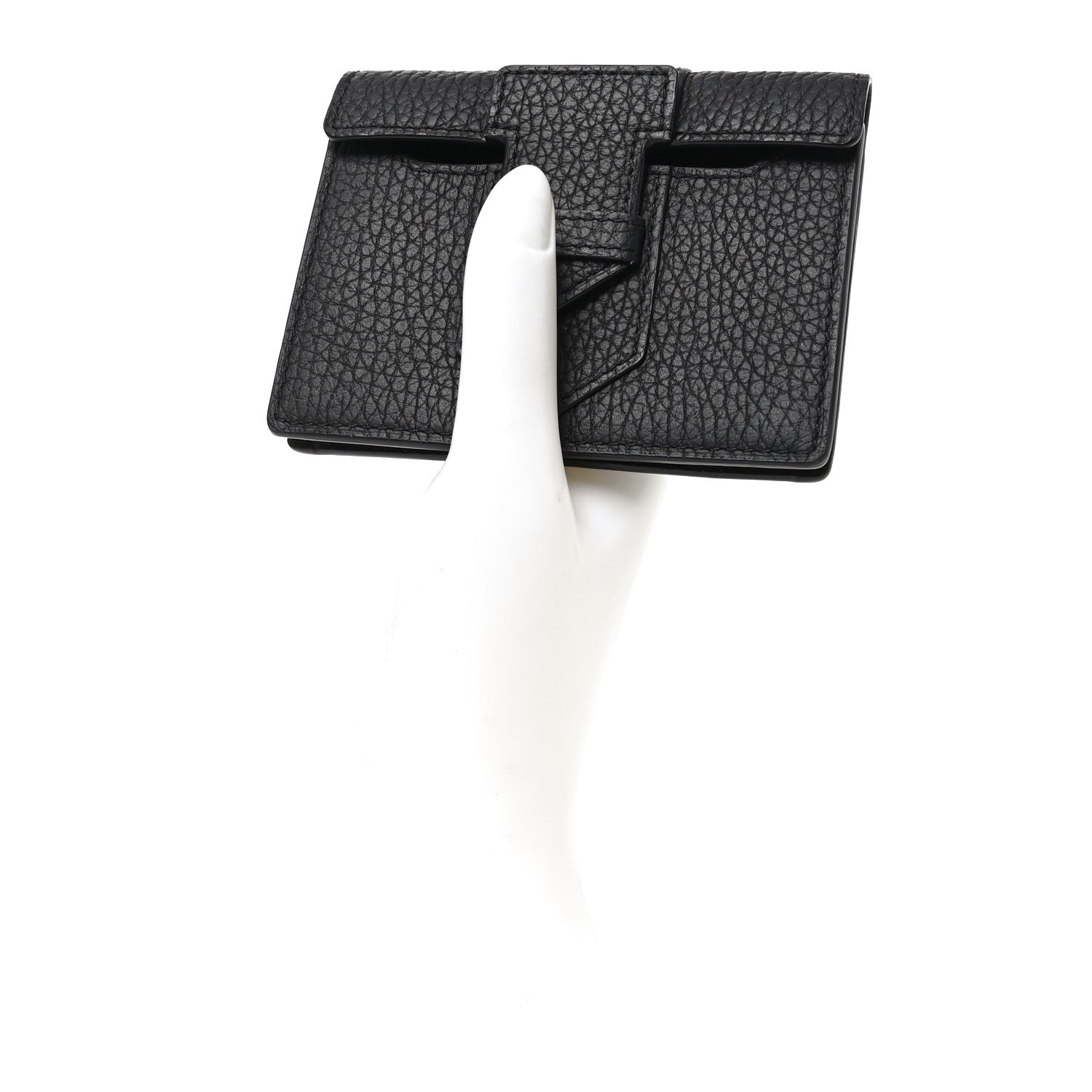 Delvaux Taurillon Soft Presse Trifold Wallet Black 2 of 7
