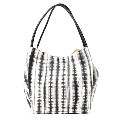Proenza Schouler Grained Calfskin Large Tie Dye Tote Black White 1 of 10