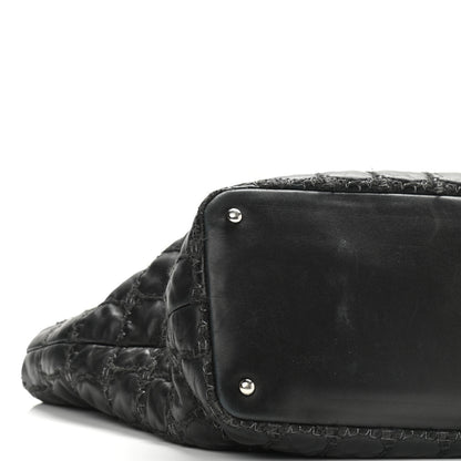 Chanel Lambskin Tweed Double Stitch Tote Black 9 of 10