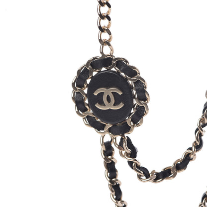 Chanel Lambskin CC Long Chain Necklace Black Gold 7 of 10