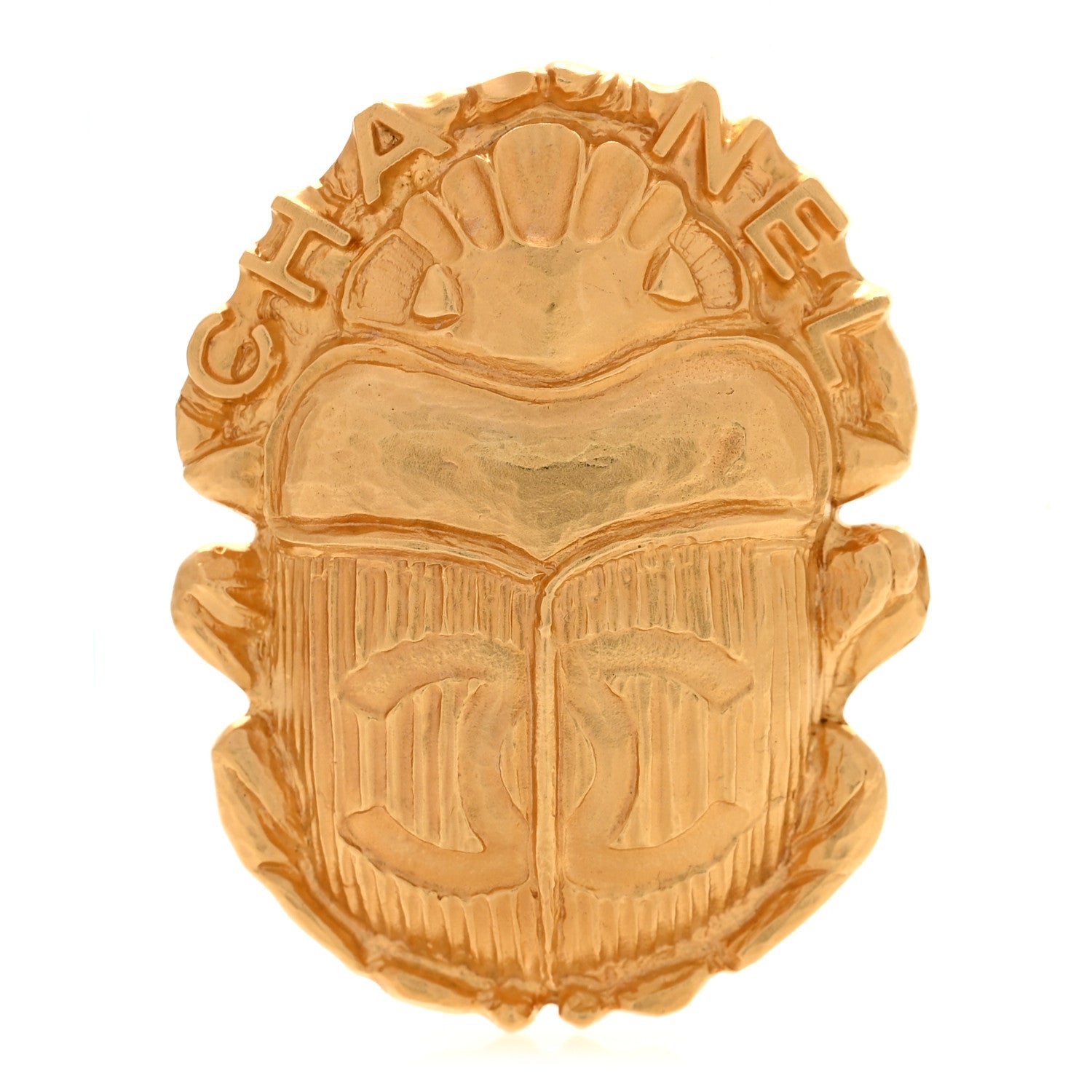 Chanel Metal Scarab CC Brooch Gold 1 of 4