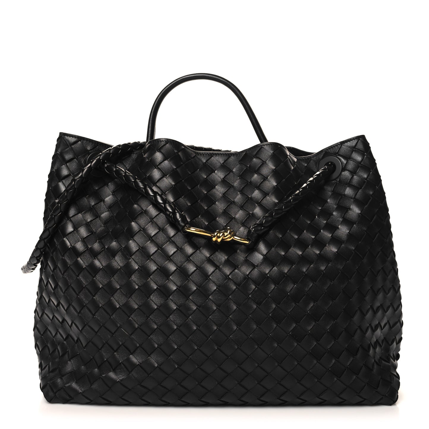 Nappa Intrecciato Large Andiamo Shoulder Bag Black