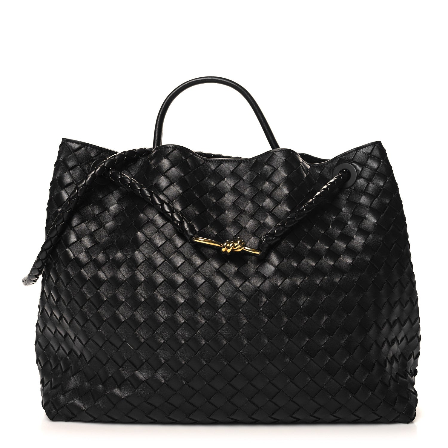 Bottega Veneta Nappa Intrecciato Large Andiamo Shoulder Bag Black 1 of 11