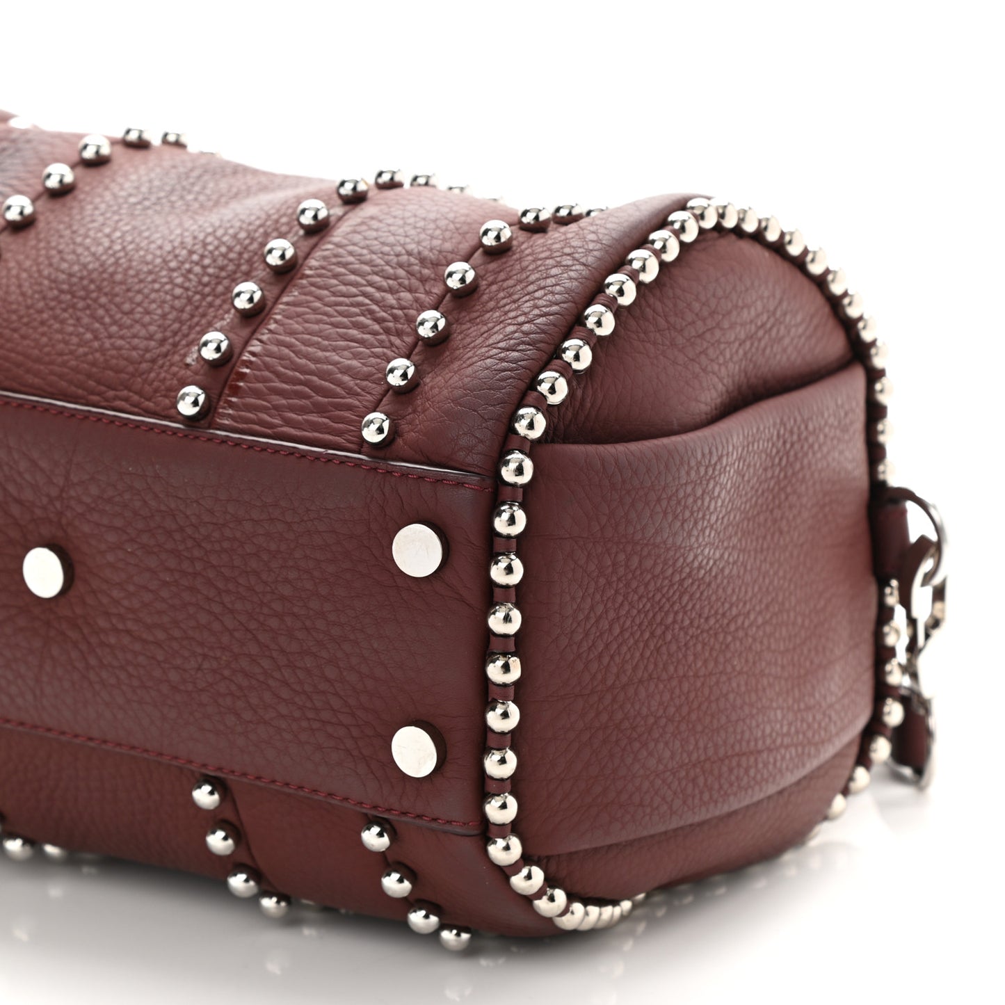 Calfskin Studded Rockie Matte Beet Rodium Hardware