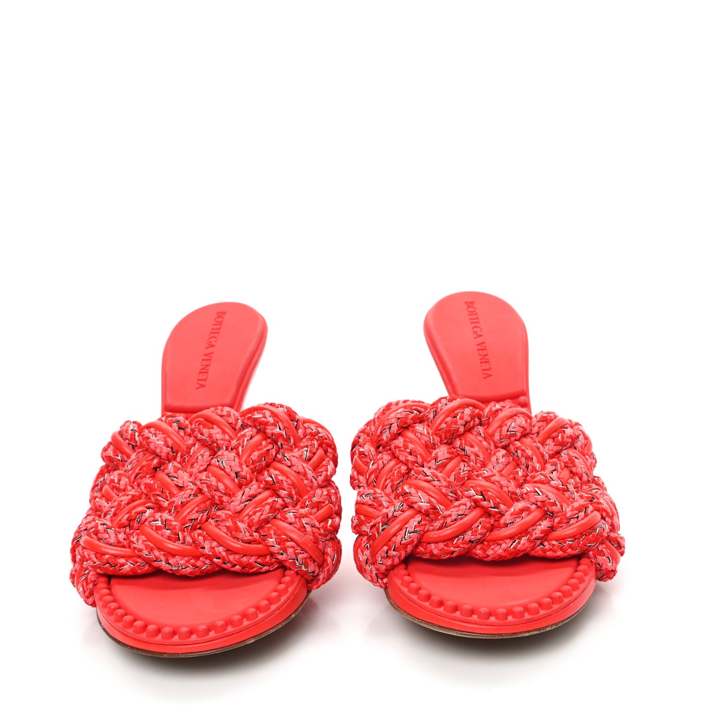 Lambskin Fabric Weave Intrecciato Dot Sandals 36.5 Bubble Gum Tomato