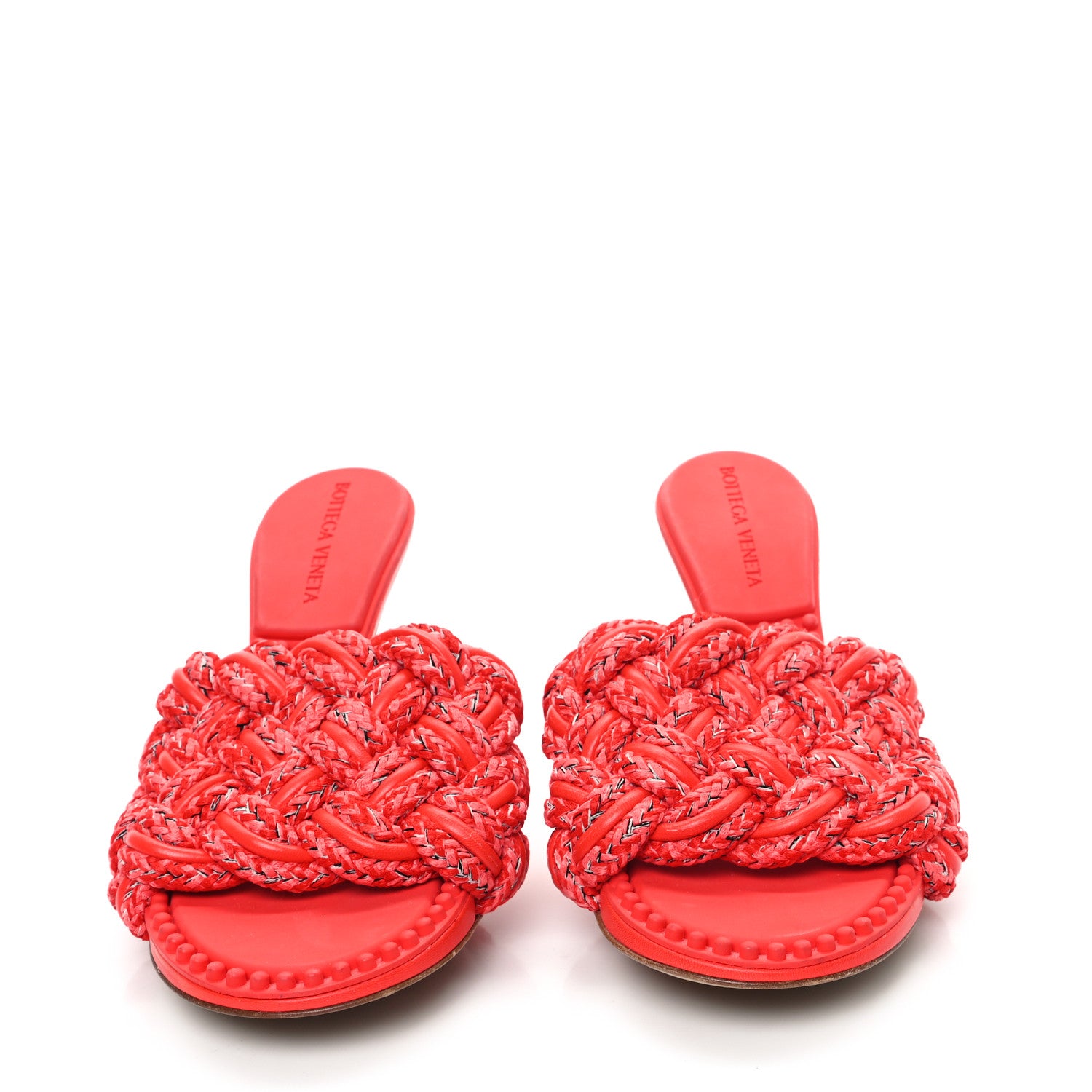 Bottega Veneta Lambskin Fabric Weave Intrecciato Dot Sandals 36.5 Bubble Gum Tomato 3 of 9