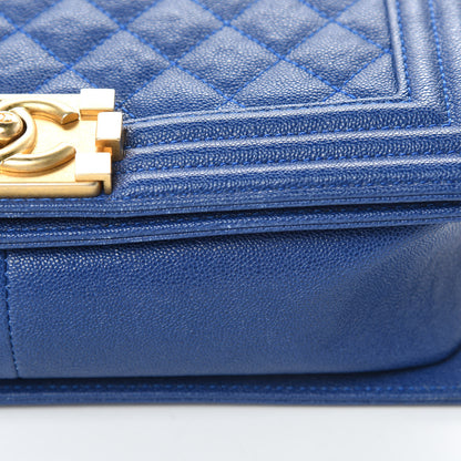 Chanel Caviar Quilted Medium Boy Flap Blue 12 of 14
