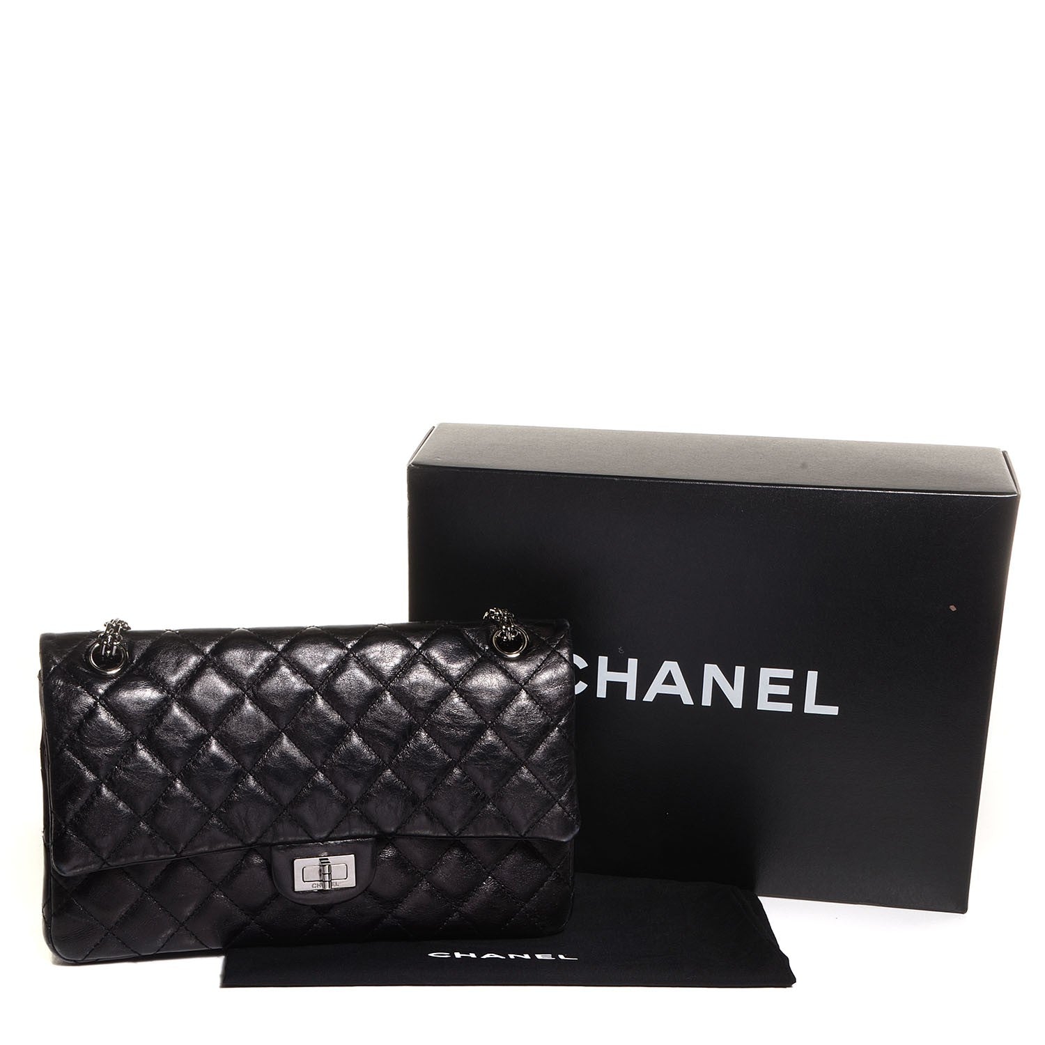 Chanel Aged Calfskin 2.55 Reissue 226 Flap Metallic Black 5 of 9
