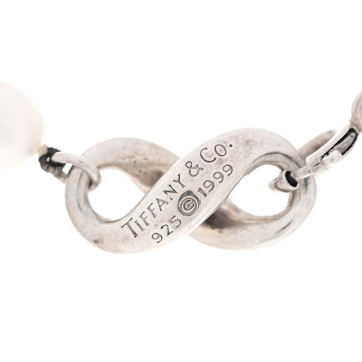 Tiffany Sterling Silver Pearl Infinity Necklace 4 of 5