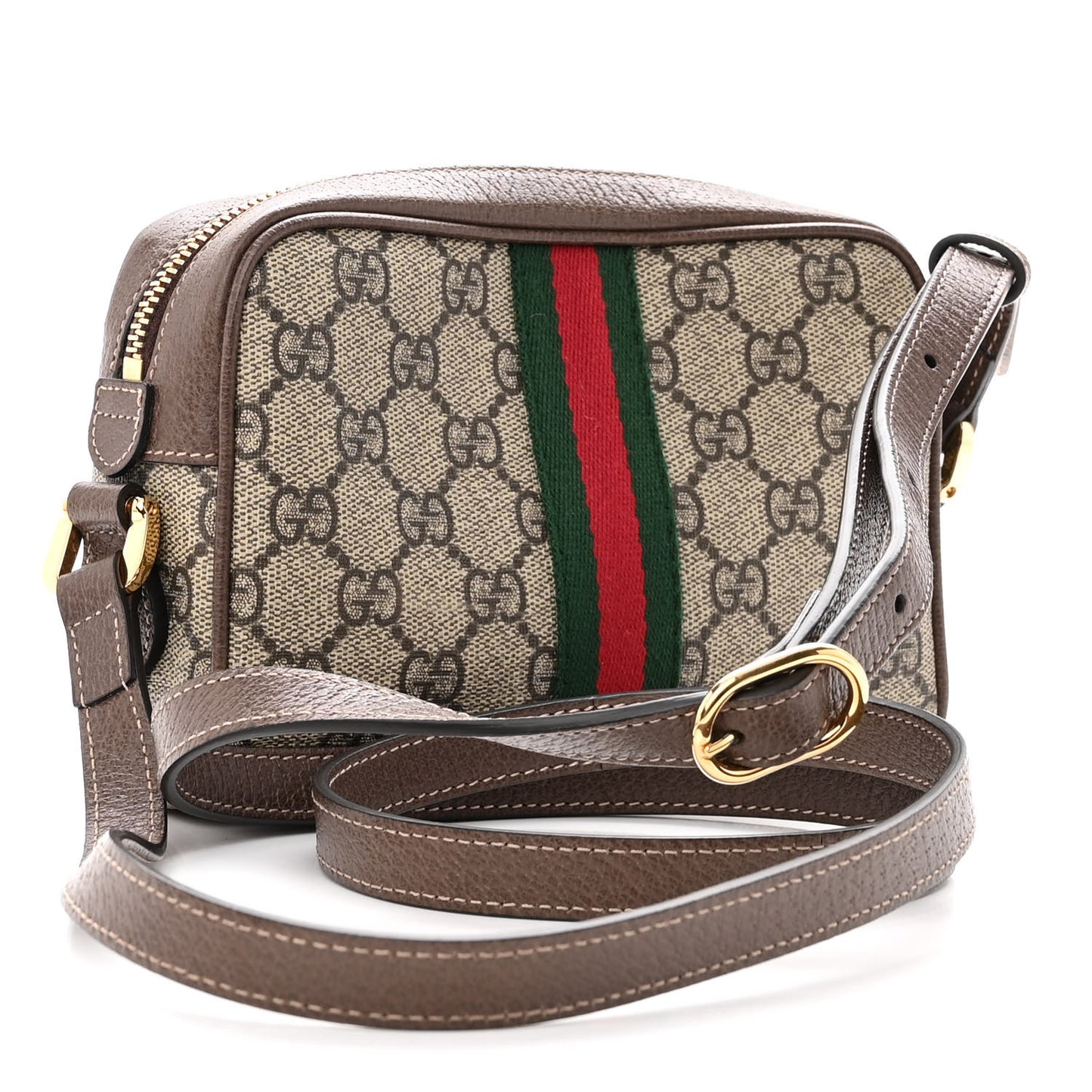 GG Supreme Monogram Web Mini Ophidia Shoulder Bag Brown