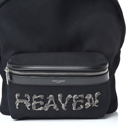 Saint Laurent Canvas Signature Heaven Embroidered Mini City Backpack Black 8 of 12