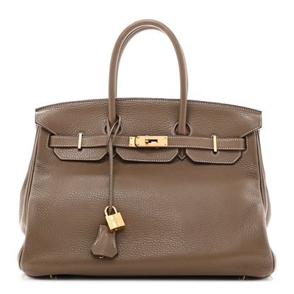 Hermes Taurillon Clemence Birkin 35 Etoupe 1 of 10