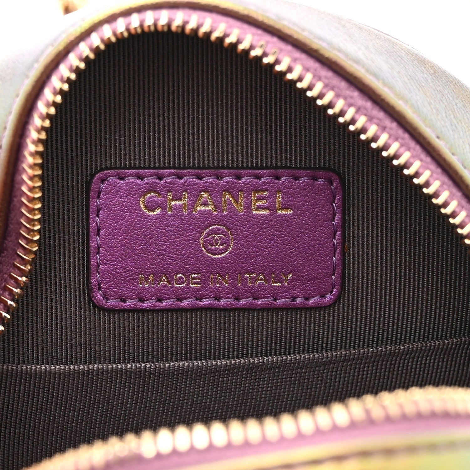 Chanel Iridescent Lambskin Quilted Round Clutch With Chain Purple 6 of 10