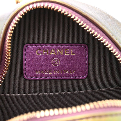 Chanel Iridescent Lambskin Quilted Round Clutch With Chain Purple 6 of 10