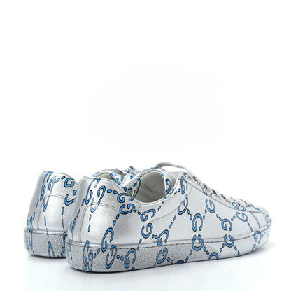 Gucci Miro Rubber Wax GucciGhost Print Mens New Ace Sneakers 8 Silver 4 of 10
