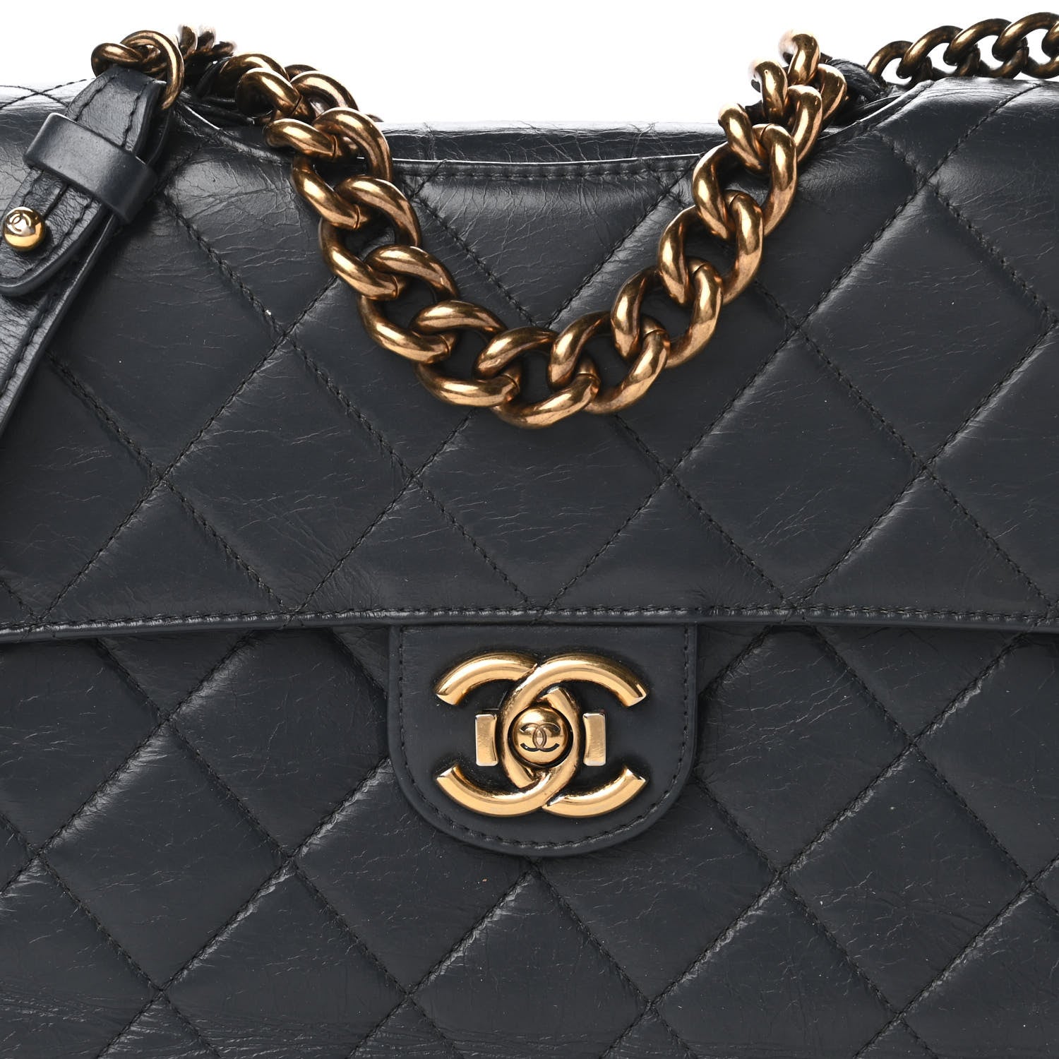 Chanel Glazed Calfskin Quilted Large Perfect Edge Flap Navy 10 of 10