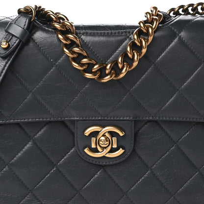 Chanel Glazed Calfskin Quilted Large Perfect Edge Flap Navy 10 of 10