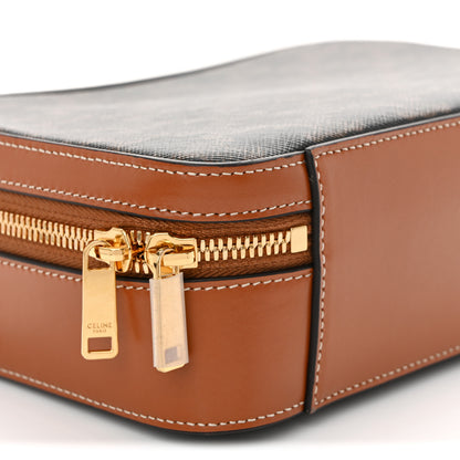 Celine Triomphe Canvas Top Handle Messenger Box Tan 9 of 10