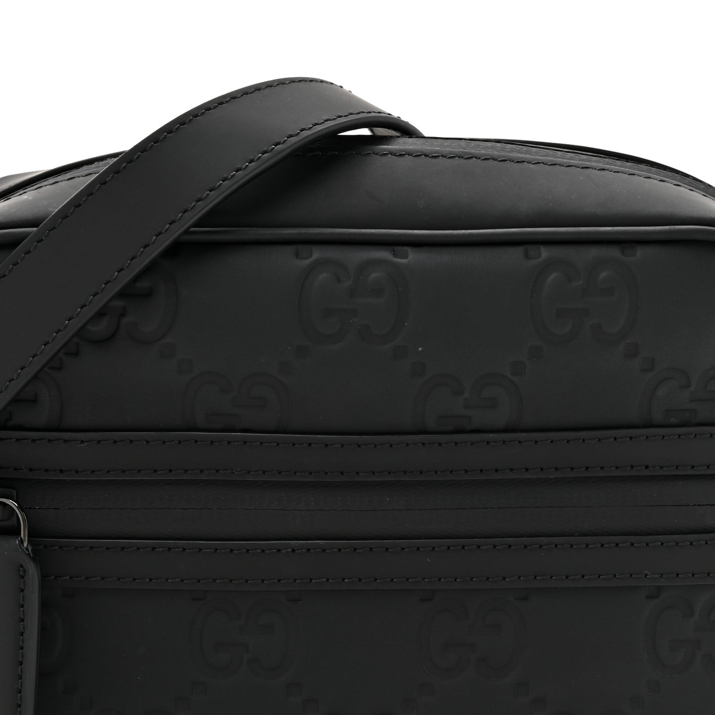 Rubber Effect Calfskin GG Mini Crossbody Bag Black