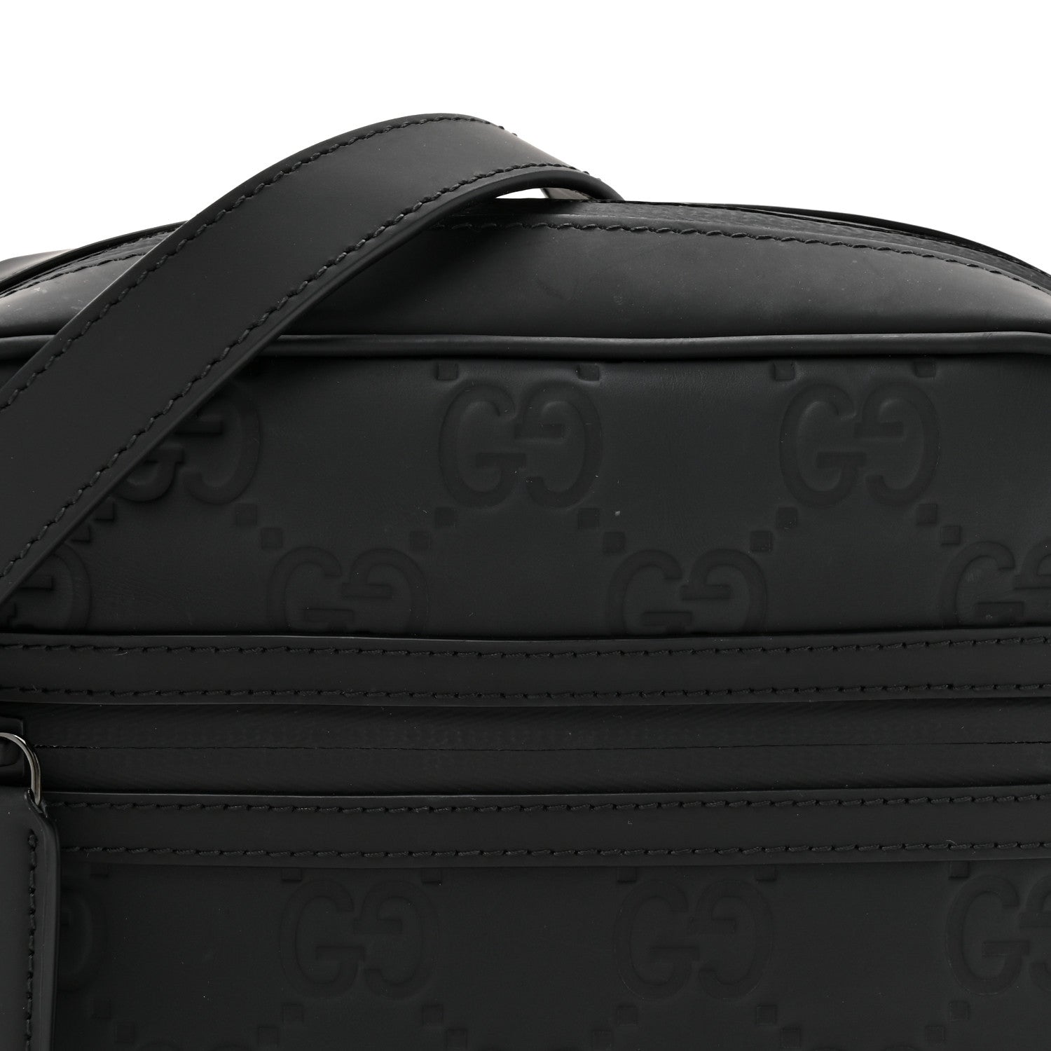Gucci Rubber Effect Calfskin GG Mini Crossbody Bag Black 8 of 12