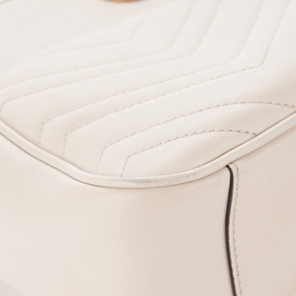 Gucci Calfskin Matelasse Medium GG Marmont Chain Shoulder Bag Mystic White 10 of 11
