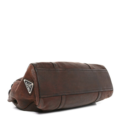 Prada Cervo Antik Easy Foldover Pushlock Satchel Teak 4 of 10